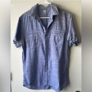 Izod Blue Casual Button Down Shirt Lightweight Cotton